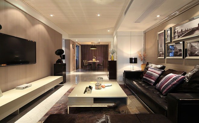 南京水西门住宅简约美式风格铝合金相框照片沙发背景墙客厅效果图